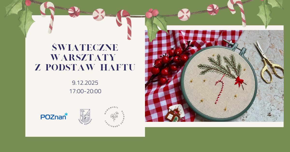 Plakat ukazujący choinkę oraz dekoracje świąteczne w radosnej atmosferze.