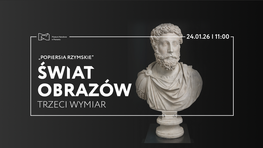 Zdjęcie białego popiersia na czarnym tle. Na froncie w białej, cienkiej ramce informacje o wydarzeniu zawarte w treści artykułu.