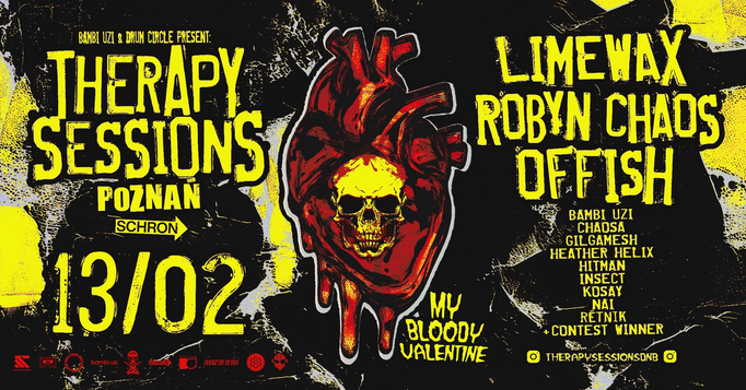 Plakat o grunge'owej stylistyce w kolorach czarnym, żółtym i czerwonym. Centralnym elementem jest anatomiczne, krwistoczerwone serce, w którego środek wkomponowano żółtą ludzką czaszkę. Tło jest ciemne, z teksturą przypominającą zdarty papier i licznymi przetarciami, Wokół żółte napisy, które są szczegółami wydarzenia. Na samym dole widoczne czerwone loga organizatorów i partnerów wydarzenia.