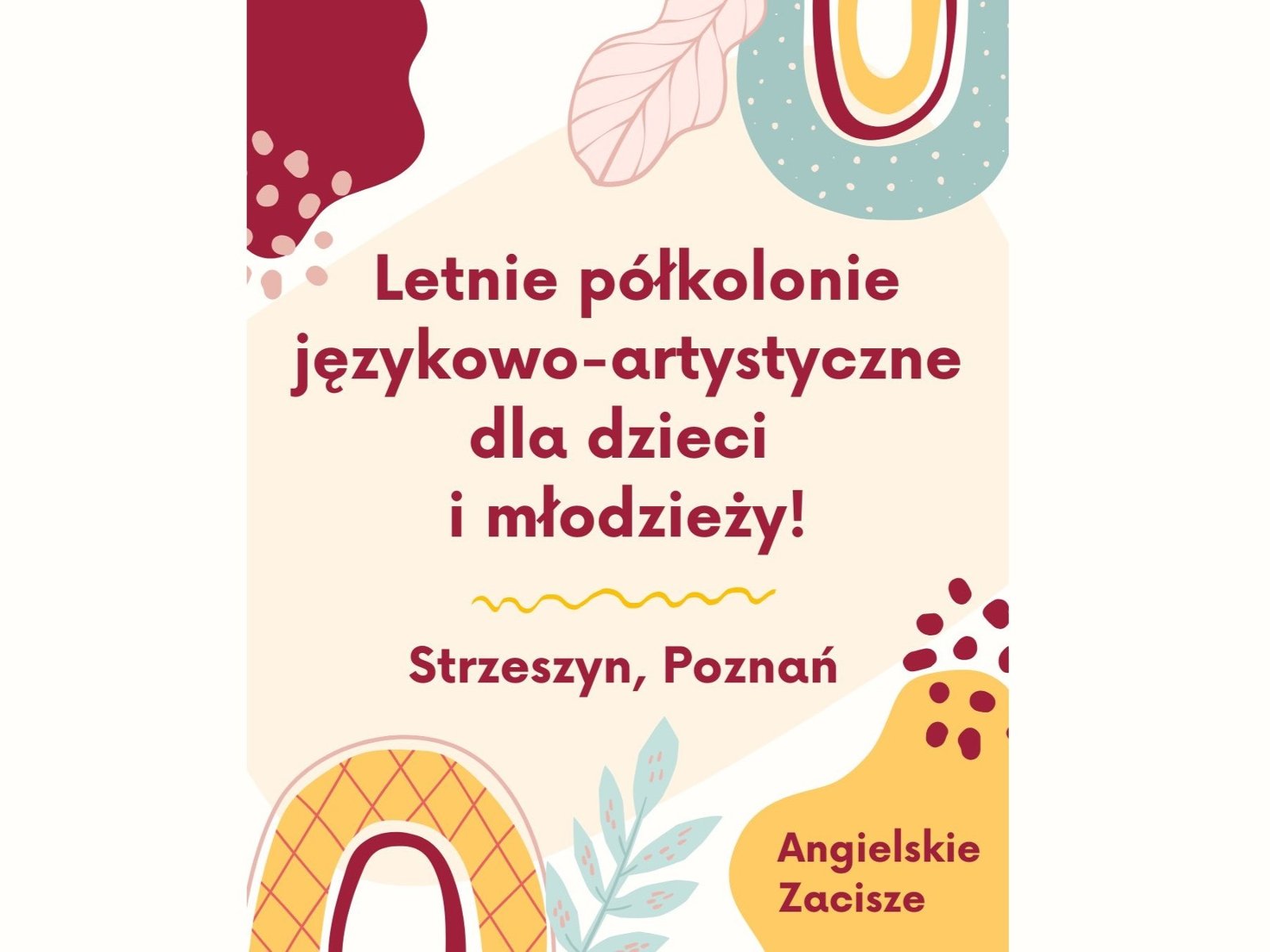 Informacje o półkoloniach językowo-artystycznych na Strzeszynie.