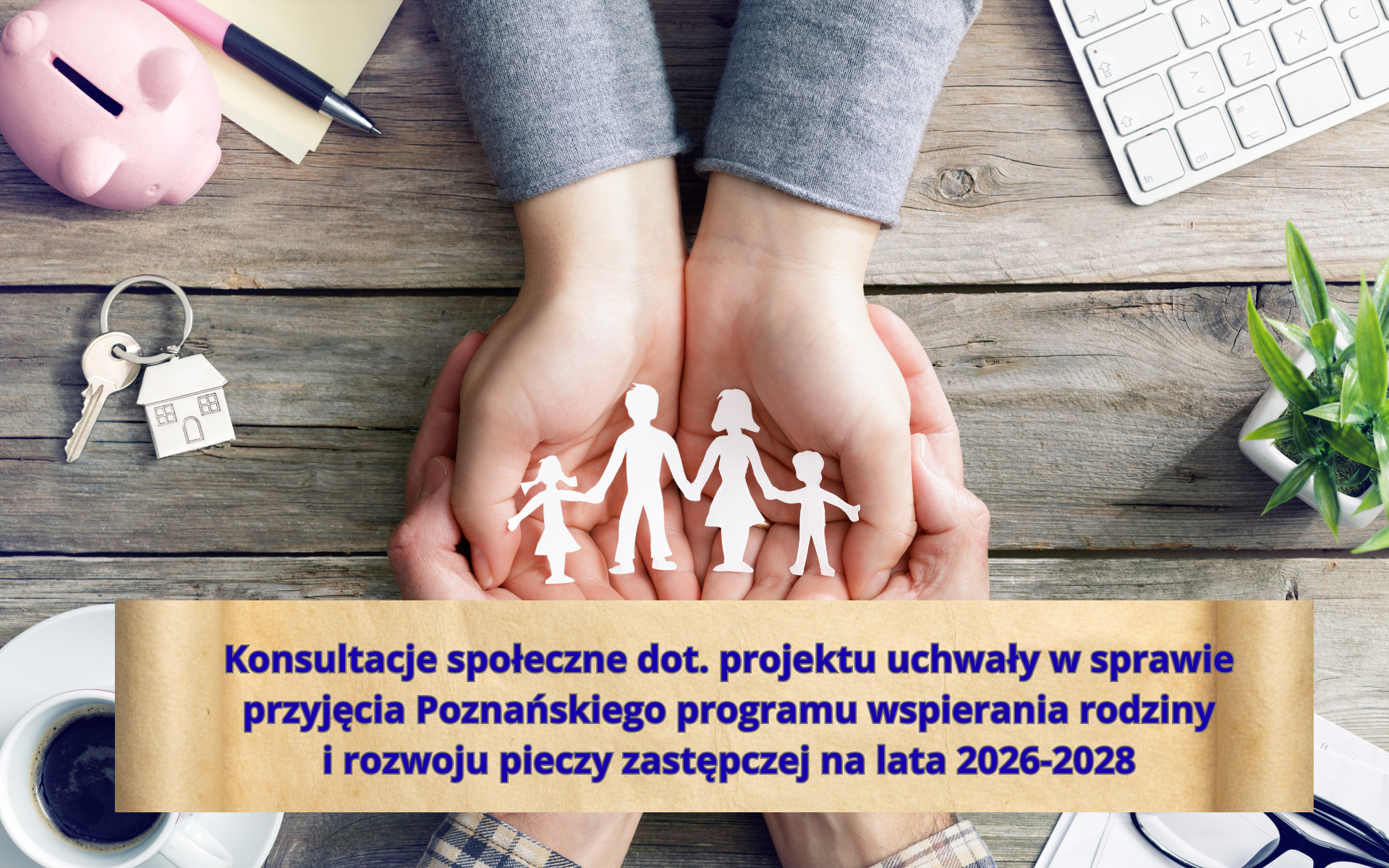 Postać rodziców i dwojga dzieci na obrazku