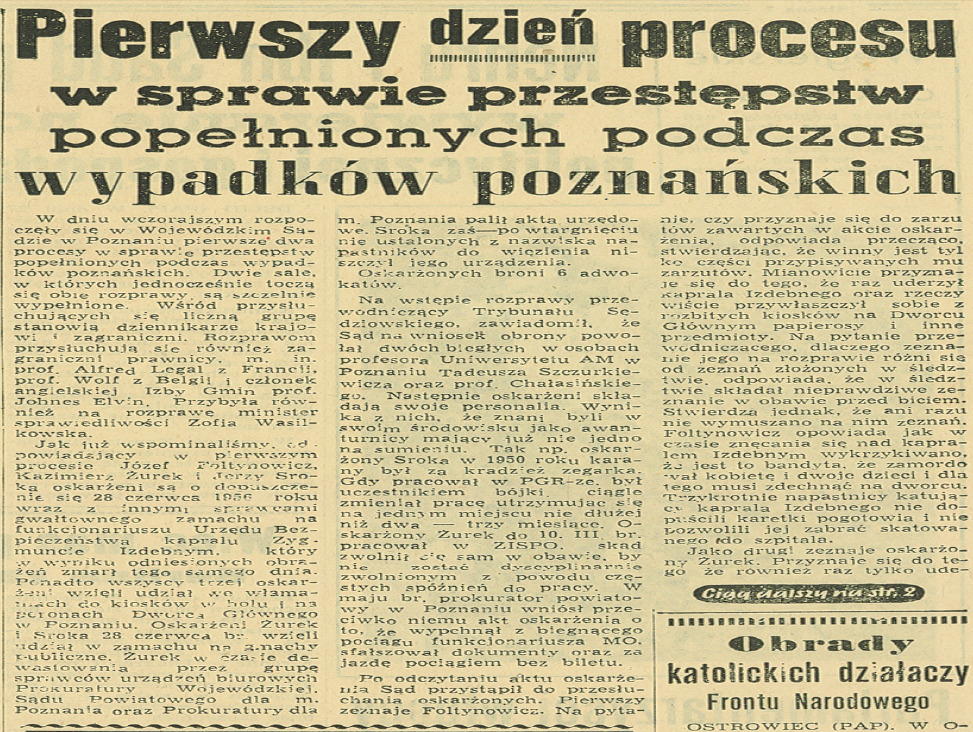 Gazeta Poznańska o procesie trzech