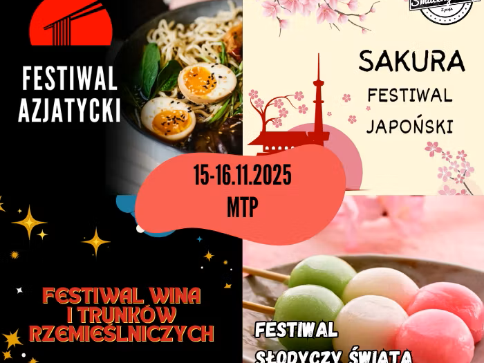 Zdjęcia azjatyckiego jedzenia, informacje o targach związanych z jedzeniem, winem, trunkami rzemieślniczymi i jedzeniem.