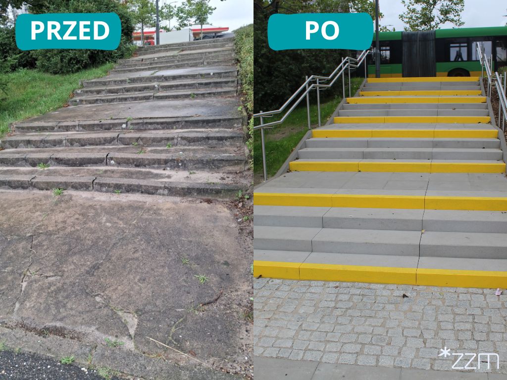 Schody prowadzące do Parku Traszki Ratajskie