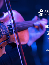 Osoba gra na skrzypcach, informacje o koncercie.