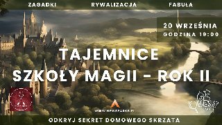 Plakat, rysunek zamku na wzgórzu, na tle zachodzącego słońca, na nim napisy informujące o wydarzeniu.