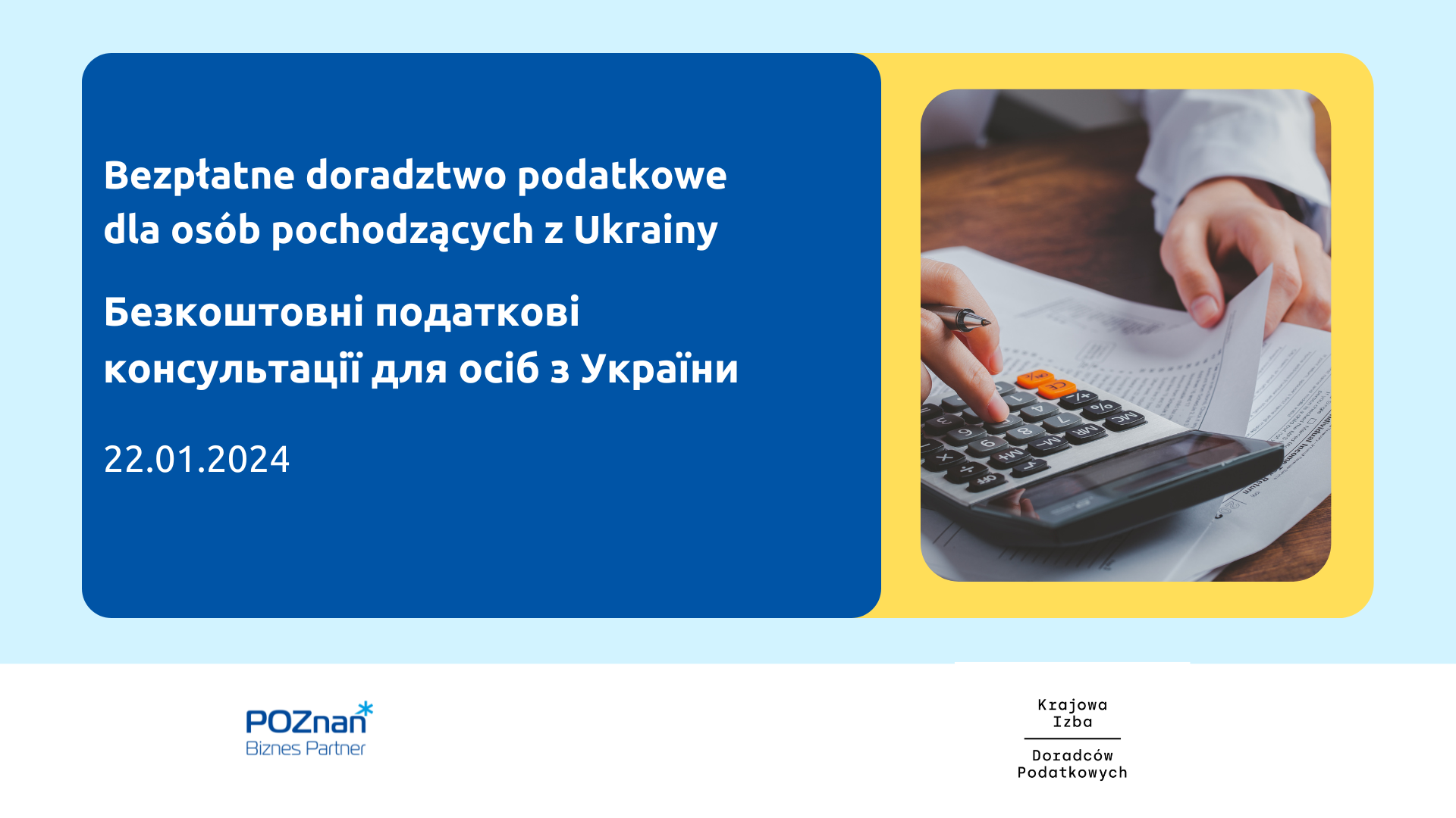 Bezpłatne doradztwo podatkowe dla osób pochodzących z Ukrainy - 22 stycznia