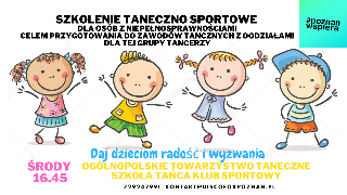 Obrazek promuje zajęcia taneczno sportowe dla niepełnosprawnych dzieci i młodzieży.