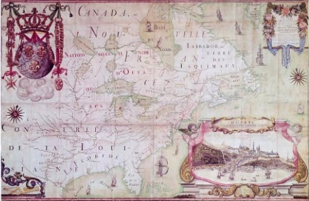 mapa dawnych fracuskich kolonii na terenie USA