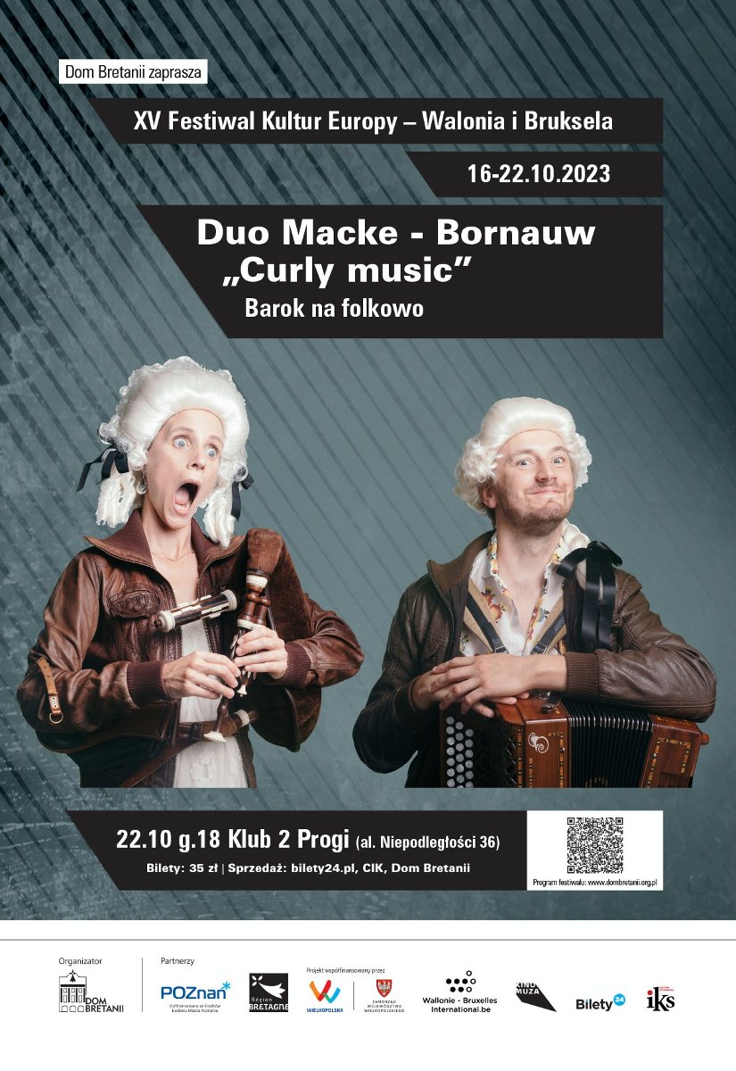 Benjamin Macke z akordeonem diatonicznym i Birgit Bornauw z dudami flamandzkimi