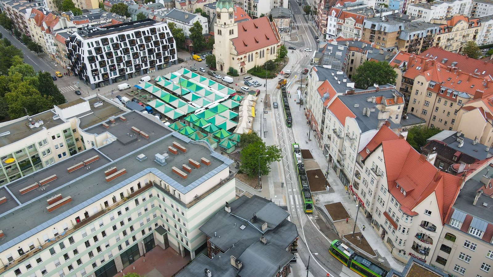 Na zdjęciu Rynek Wildecki z lotu ptaka.