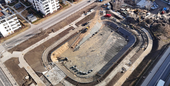 Zdjęcie prac przy budowie zbiornika retencyjnego na Łacinie