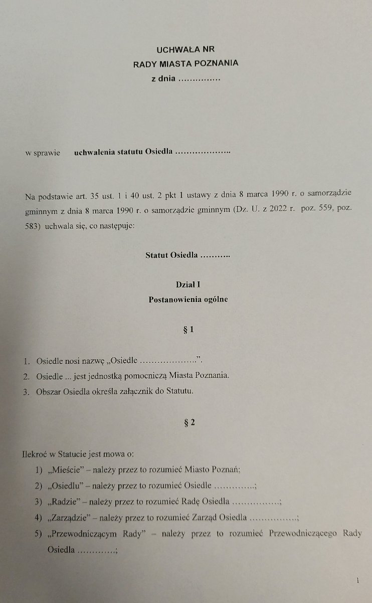 zdjęcie projektu statutu