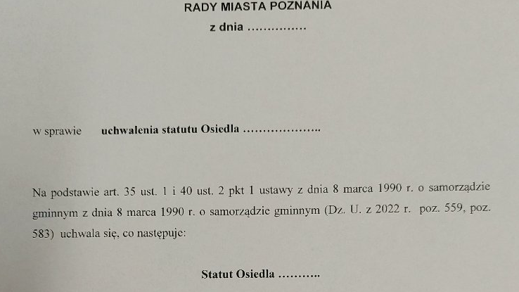 zdjęcie projektu Statutu