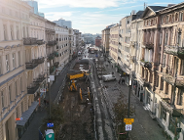 Zdjęcie ul. Ratajczaka w trakcie budowy trasy tramwajowej