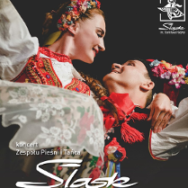 Baner promujący wydarzenie. Nazwa wydarzenia i zdjęcie pary artystów.