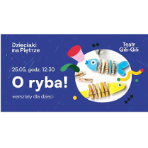 na granatowym tle białe koło, wewnątrz dwie kolorowe rybki, po lewej stronie białe informacje z tytułem wydarzenia, godziną i miejscem