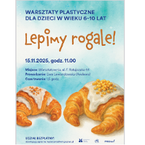 na biało-zielonym tle rysunek dwóch rogali, powyżej informacje o warsztatach
