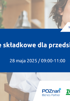 Grafika zapraszająca do zapisów na szkolenie Wakacje składkowe dla przedsiębiorców - szkolenie online