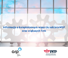 Obraz zawiera tytuł artykułu "Informacja o kompleksowym wsparciu sektora MSP oraz większych firm" oraz loga Polskiej Fundacji Przedsiębiorczości i Agencji Rozwoju Przemysłu.