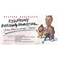 Baner: lew, byk i dzik z ludzkimi głowami.