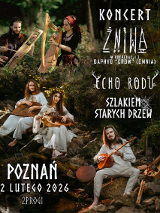 Baner promujący wydarzenie. Nazwa wydarzeania i zdjęcie osób artystycznych.