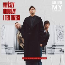 Baner promujący wydarzenie. Nazwa wydarzeania i zdjęcie osób artystycznych.