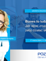 Grafika promocyjna szkolenia. W tle osoba osoby w zespole podnoszą ręce do góry.