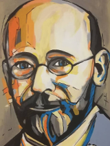 Janusz Korczak, obraz autorstwa Marty Momot dla Instytutu Praw Dziecka im. Janusza Korczaka