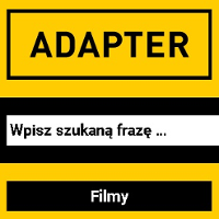 Logo: na żółtym tle, czarny napis: ADAPTER