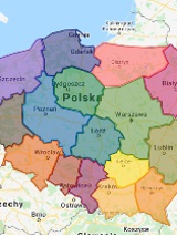 Mapa Polski z podziałem na województwa