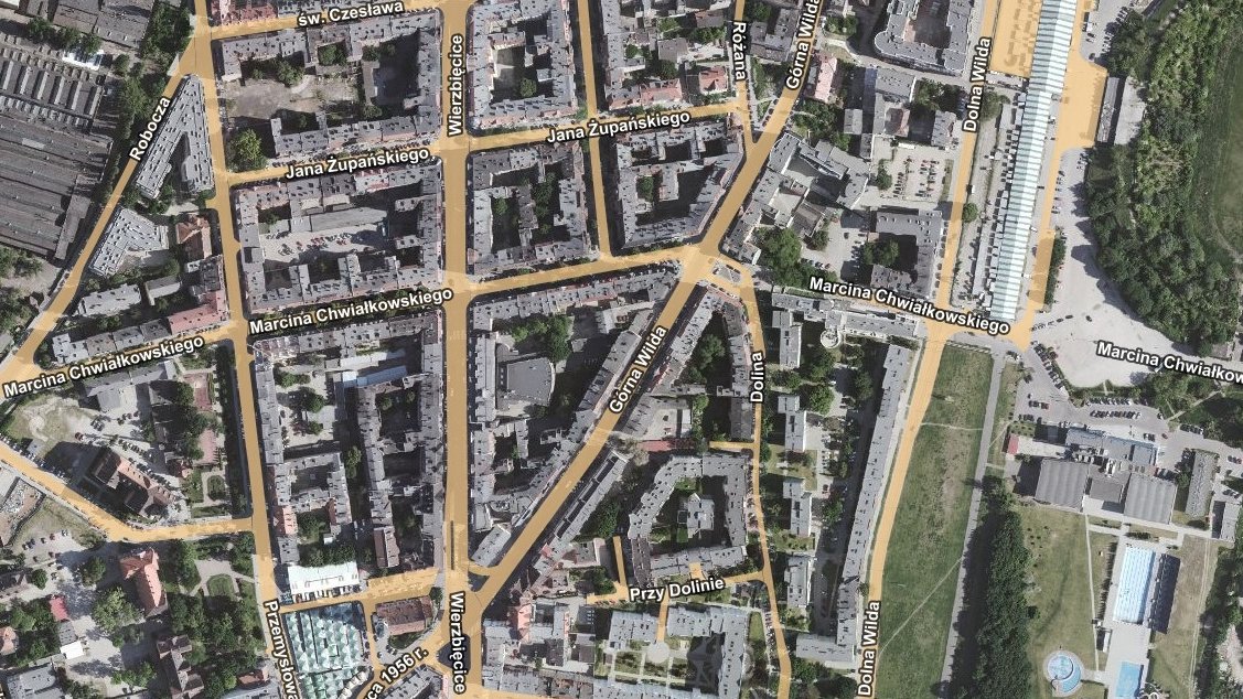 Ulica Chwialkowskiego - mapa. Fot. ZGiKM GEOPOZ