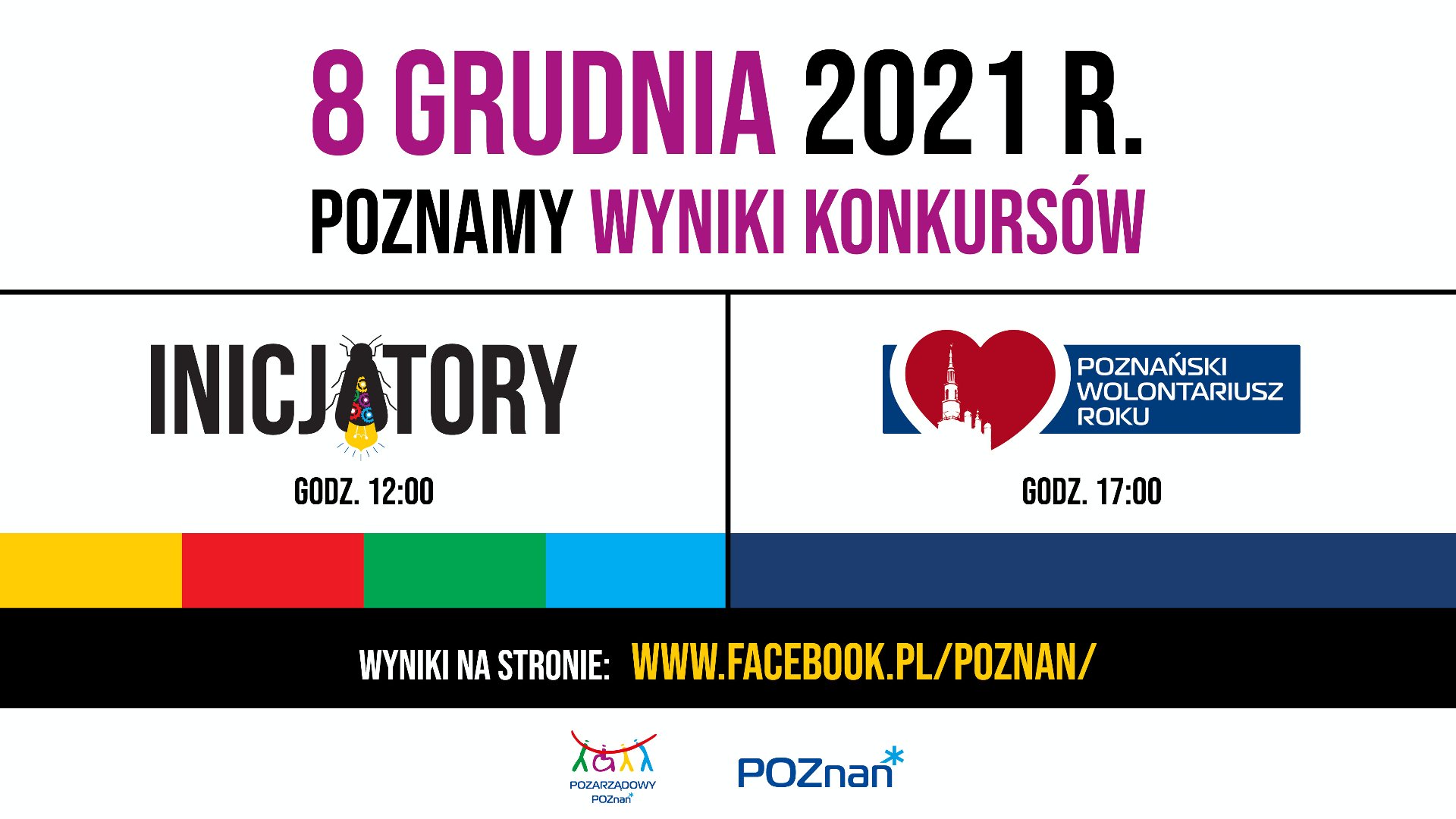 Grafika przedstawia termiany finałów konkursów Inicjatory i Poznański Wolontariusz Roku. - grafika artykułu