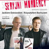 Plakat wydarzenia. Jacek Ostrowski i Krzysztof Buchus z książkami