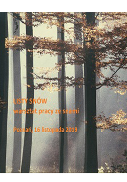 Zdjęcie lasu i pomarańczowe napisy