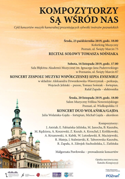 Plakat wydarzenia:w lewym dolnym rogu: ratusz w Poznaniu.