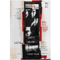 Plakat przedstawia czarno-białą kliszę fotograficzną, każda klatka to część twarzy. Na jednej klatce tytuł "DON'T BLINK".