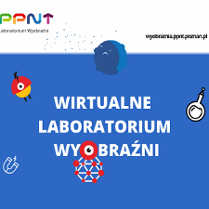napis "Wirtualne Laboratorium Wyobraźni" na niebieskim tle