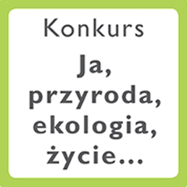 Nazwa konkursu - czarne litery na białym tle, zielona ramka.