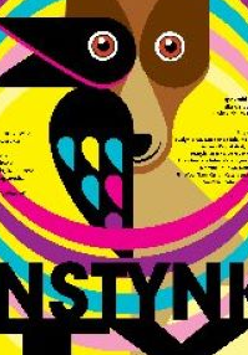 Kolorowa abstrakcja psa i ptaka z informacjami o wydarzeniu, które pojawiają się w opisie