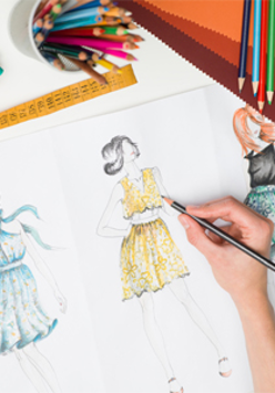 rysunek z projektami ubrań