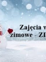 Plakat, który promuje zajęcia w ferie zimowe - Zima 2026. Na śnieżnym tle grafika bałwana w czapce i szaliku.