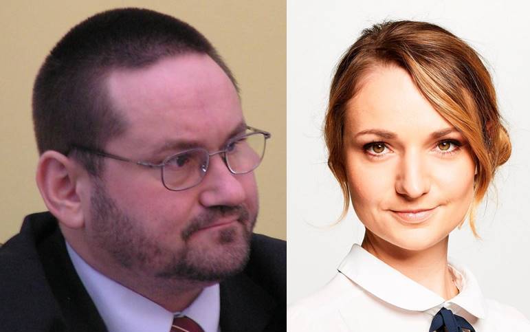 Przemysław Alexandrowicz - były już szef klubu radnych PiS; Klaudia Strzelecka - obecnie pełniąca obowiązki szefowej klubu PiS - grafika artykułu