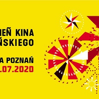 Plakat z żółtym tłem, po lewej czarne i czerwone napisy informacyjne, po prawej kolorowe wzory, w których dominują odcienie czerwonego.