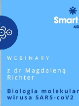 Na błękitnym tle białe i niebieskie napisy.