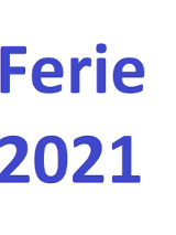 Na białym tle niebieski napis "ferie 2021".