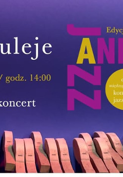 Baner promujący wydarzenie. Nazwa wydarzeania i zdjęcie osób artystycznych.