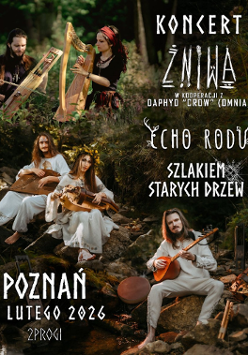 Baner promujący wydarzenie. Nazwa wydarzeania i zdjęcie osób artystycznych.