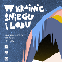 Na grafice na niebieskim tle napis w krainie śniegu i lodu.