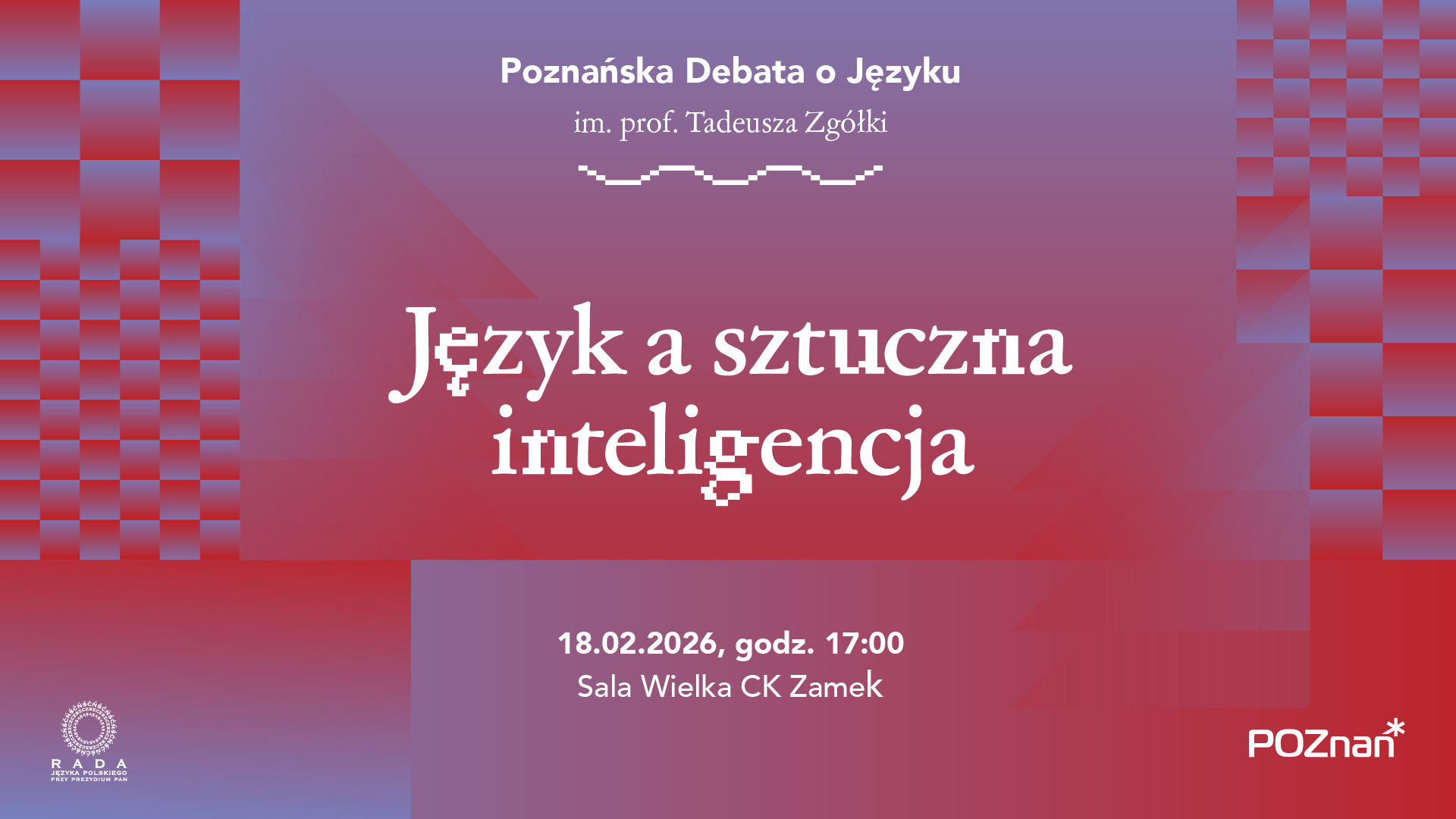 Grafika z napisem: Język a sztuczna inteligencja